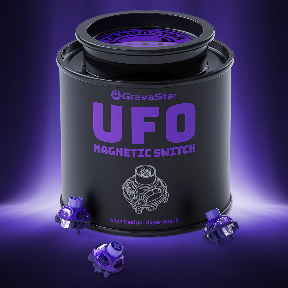 GravaStar UFO Magnetschalter – Hall-Effekt Gaming-Switches für V-Serie-Lila/Silber - Image 11