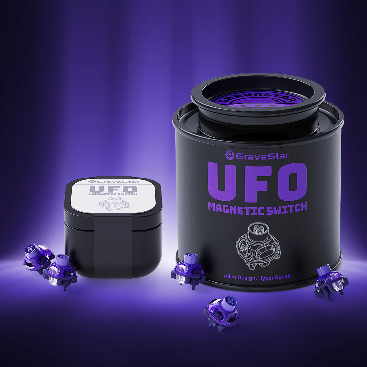 GravaStar UFO Magnetschalter – Hall-Effekt Gaming-Switches für V-Serie-Lila/Silber - Image 12