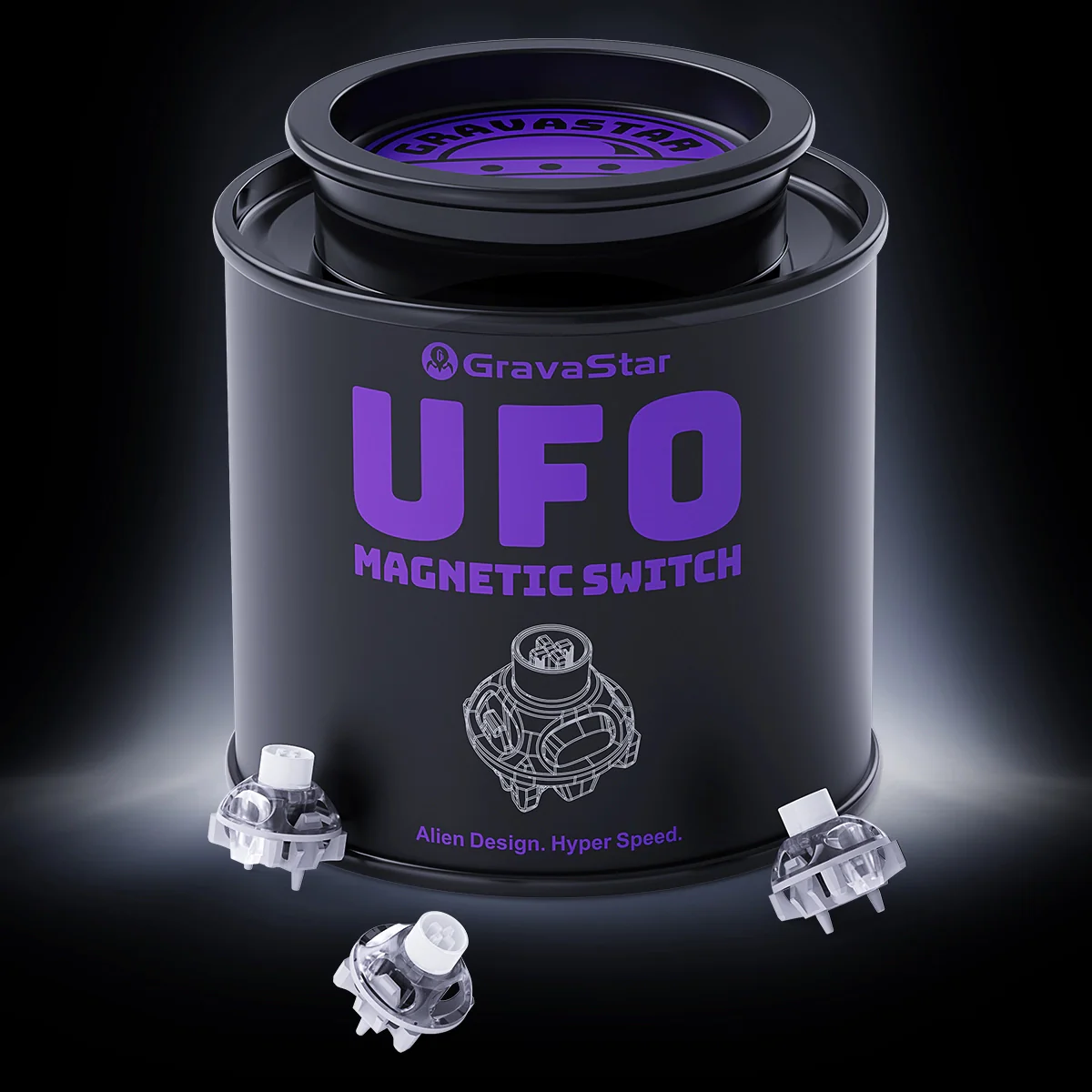 GravaStar UFO Magnetschalter – Hall-Effekt Gaming-Switches für V-Serie-Lila/Silber - Image 14